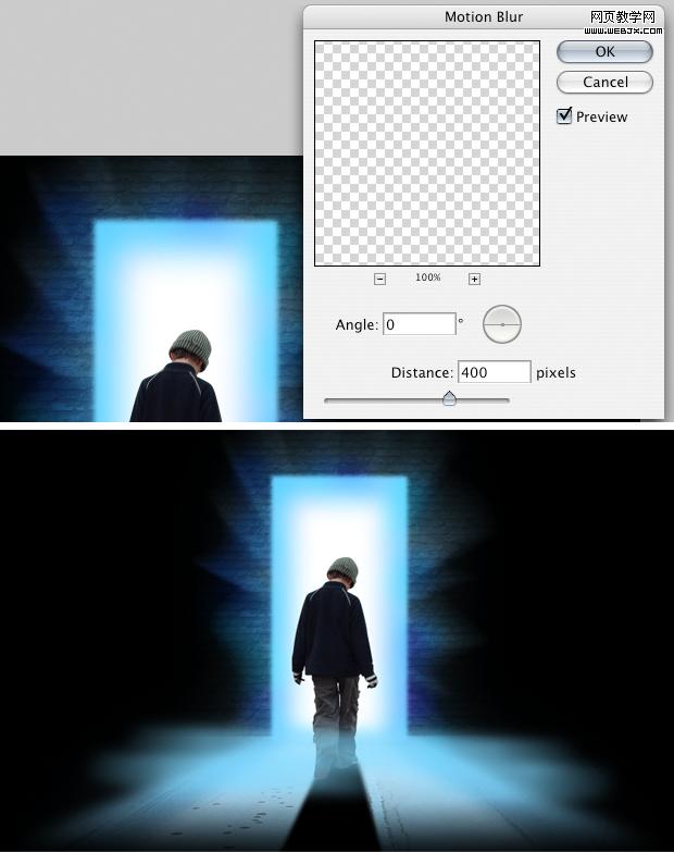 ps合成教程:走進神秘發光之門的男孩-webjx.com
