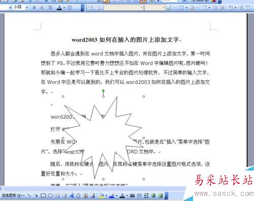 Word2003怎樣為自選圖形添加陰影