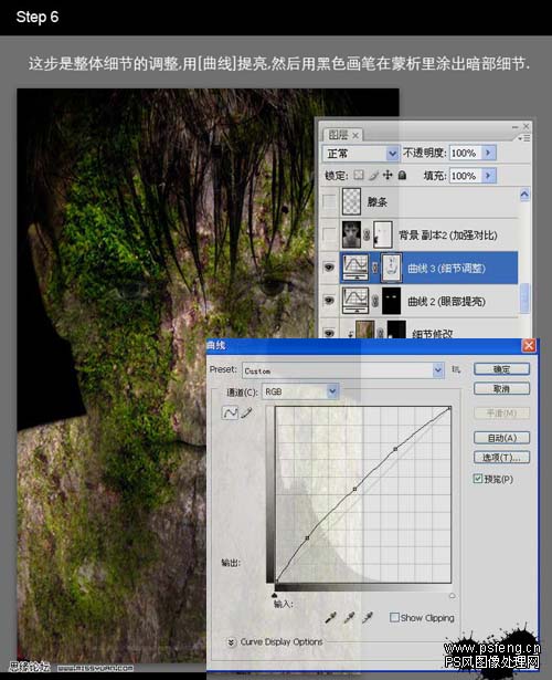 photoshop合成:長滿青苔的石像人
