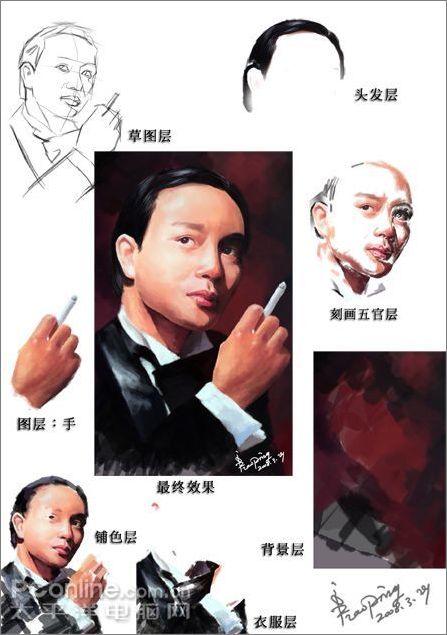 photoshop wacom繪制張國榮教程 photoshop wacom繪制張國榮教程