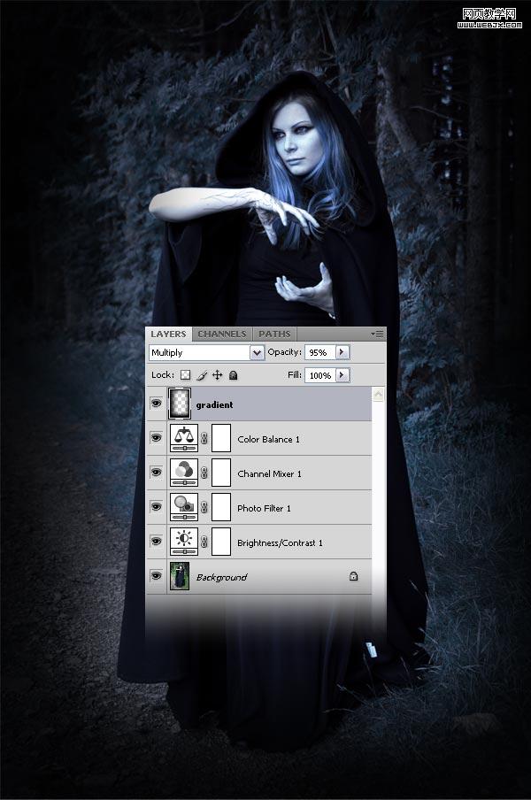 ps詳細制作手拿神秘魔法球的女巫師-www.webjx.com