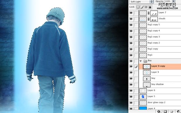 ps合成教程:走進神秘發光之門的男孩-webjx.com
