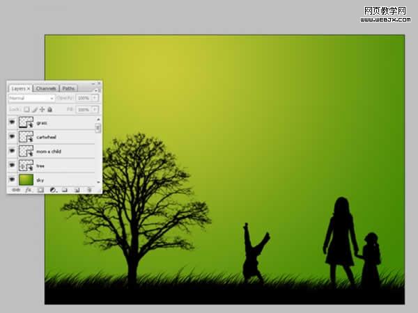 ps合成教程:美麗的黃昏家庭和諧風景-webjx.com