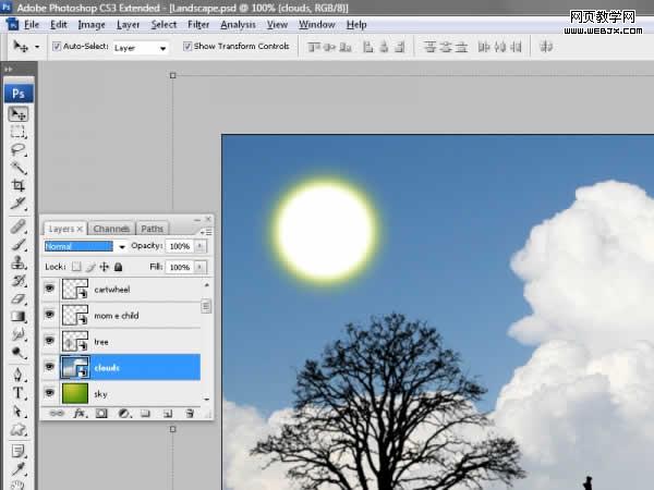 ps合成教程:美麗的黃昏家庭和諧風景-webjx.com