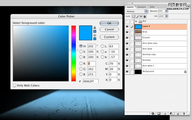 ps合成教程:走進神秘發光之門的男孩-webjx.com