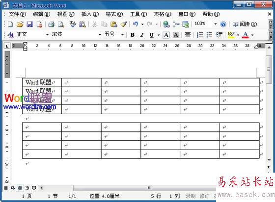 表格一分為二
