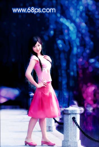 photoshop把風(fēng)景照變斑斕藍(lán)色星光特效