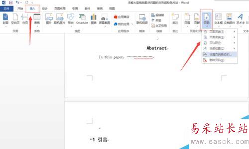 Word 中怎樣插入不同類型的頁腳
