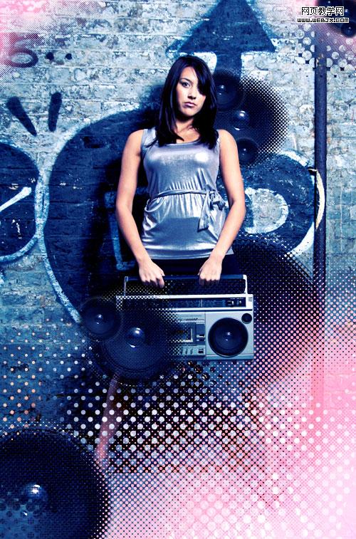 photoshop制作超酷的半調效果美女照片-webjx.com
