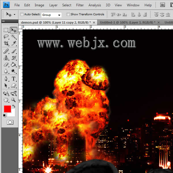 photoshop照片合成:惡魔炸毀城市特效_網(wǎng)頁設(shè)計
