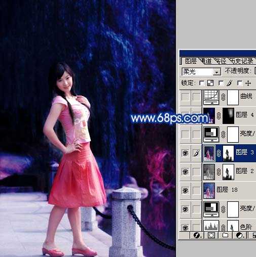 photoshop把風(fēng)景照變斑斕藍(lán)色星光特效