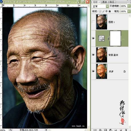 photoshop照片調(diào)色：滄桑的老人_webjxcom
