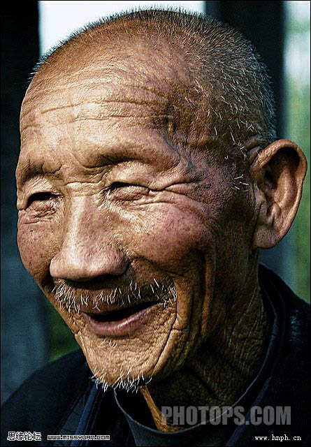 photoshop照片調(diào)色：滄桑的老人_webjxcom