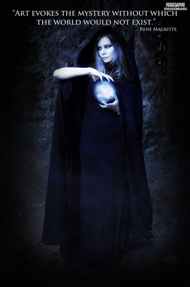 ps詳細制作手拿神秘魔法球的女巫師-www.webjx.com