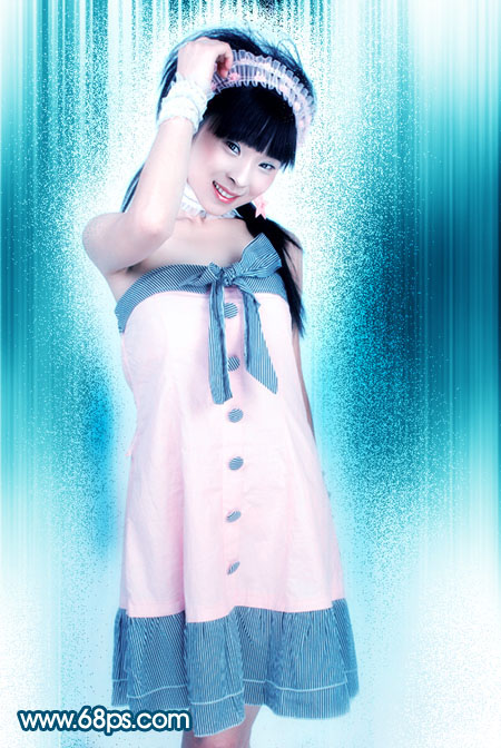 photoshop為照片添加時尚藍色紋理背景_webjx.com