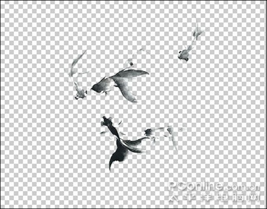 ps畫筆工具繪云彩、小魚、荷葉、荷花