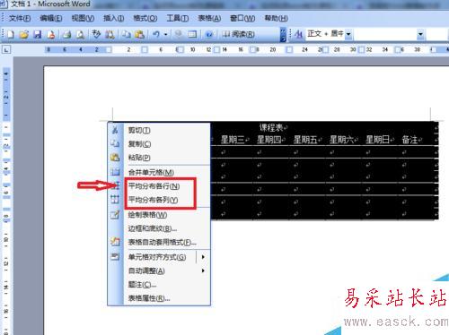 word制作課程表