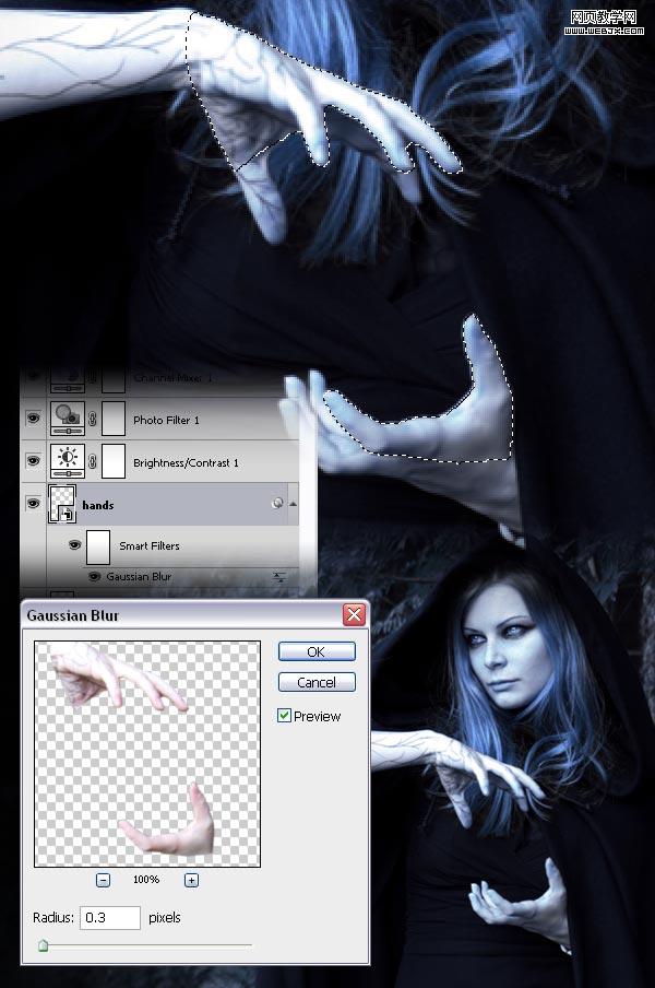 ps詳細制作手拿神秘魔法球的女巫師-www.webjx.com