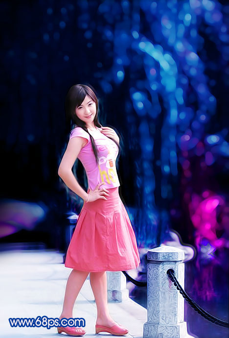 photoshop把風(fēng)景照變斑斕藍(lán)色星光特效
