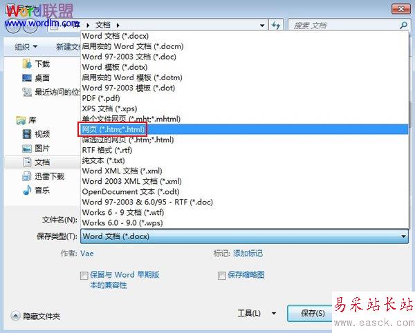 選擇保存類型
