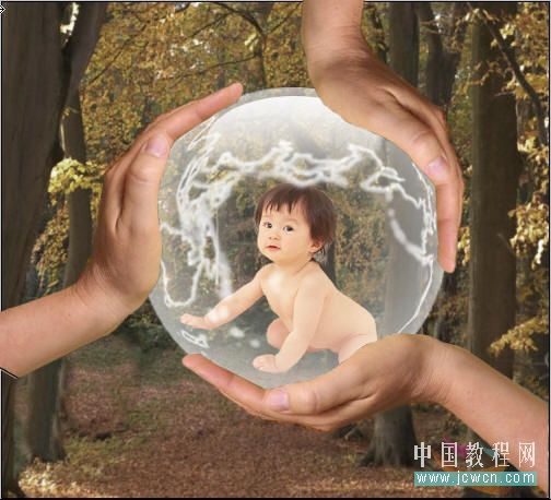 photoshop創(chuàng)意:人物素材合成到水晶地球