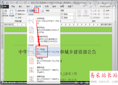 Word2013怎樣在任意頁插入頁眉頁腳