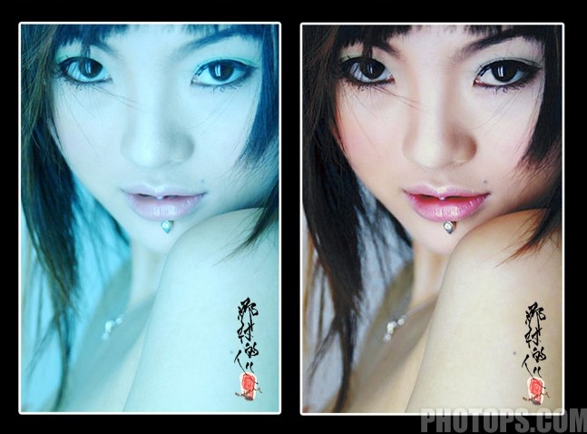 photoshop曲線調(diào)色:偏藍(lán)色照片恢復(fù)正常_webjxcom