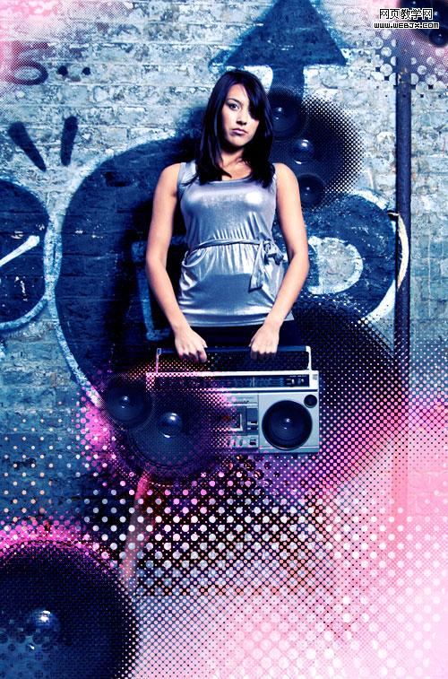 photoshop制作超酷的半調效果美女照片-webjx.com