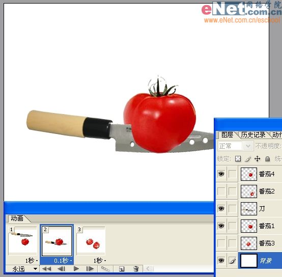 imageready制作刀切西紅柿動畫效果圖_網頁設計webjx.com整理