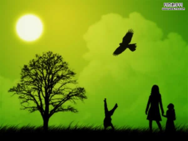 ps合成教程:美麗的黃昏家庭和諧風景-webjx.com