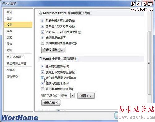 鍵入時標記語法錯誤