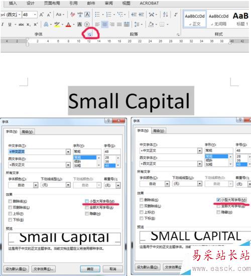 word設小型大寫字母small capitals