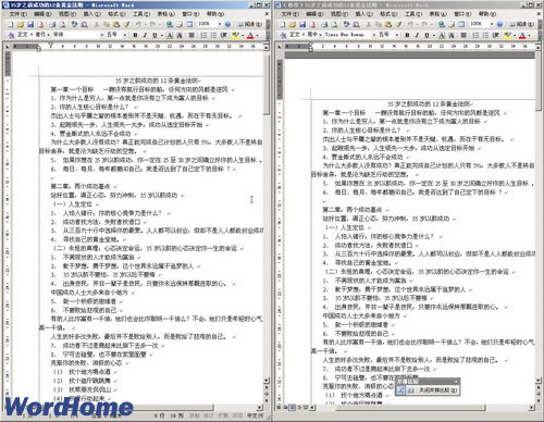 并排比較Word2003文檔窗口