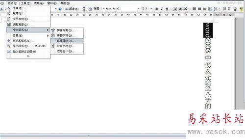 word2003中怎么實現文字的縱橫混排？