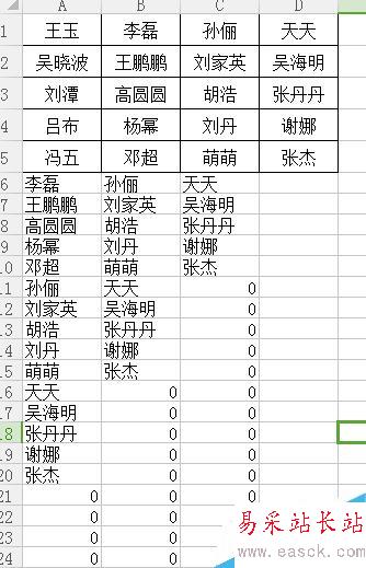 如何在excel里把多行數據轉化為一列?
