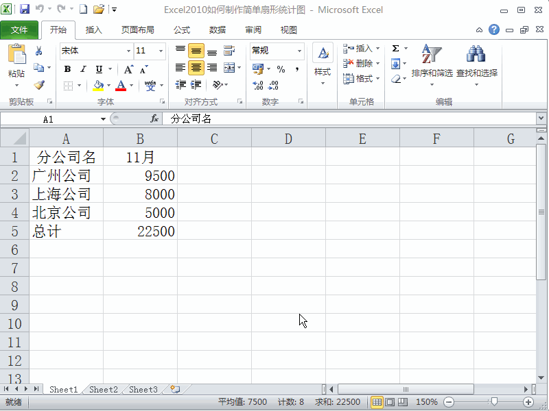 excel2010制作扇形統計圖的設置方法