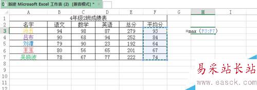 excel 如何計算公式的最大值？