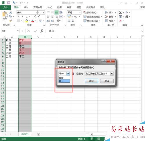 Excel2013標記重復數據
