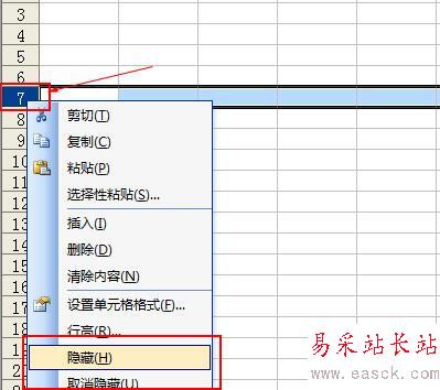 excel2003如何隱藏顯示行與列