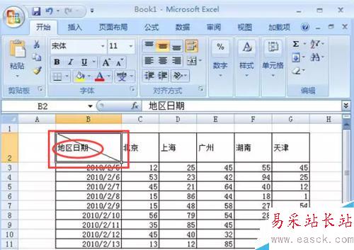 怎么在Excel表格中畫斜線?