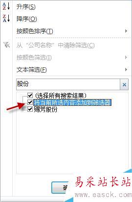 Excel 2010篩選中的搜索功能
