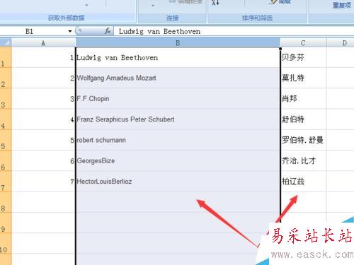 如何在Excel2007版表格中進行數據分列整理