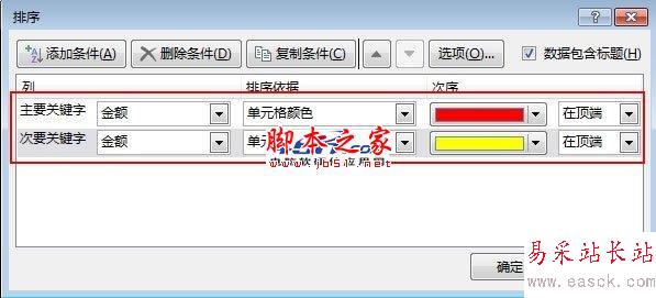 把Excel2013表格按照單元格顏色進行排序