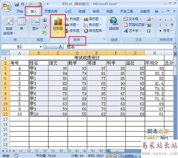 選擇創(chuàng)建圖表的類型