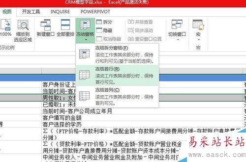 如何在excel 2010中凍結窗口?