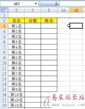 用Excel巧妙實(shí)現(xiàn)重復(fù)名次也可以查姓名成績(jī)_錯(cuò)新站長(zhǎng)站轉(zhuǎn)載