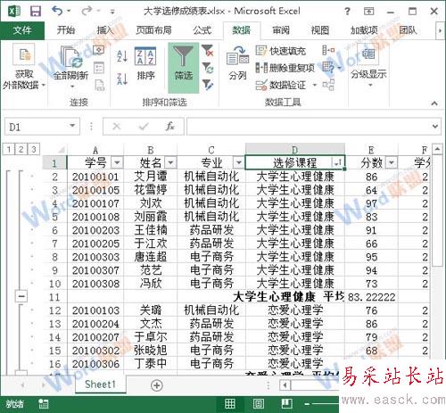 分類(lèi)匯總效果