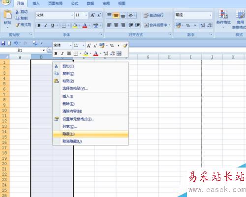 EXCEL中如何隱藏行列