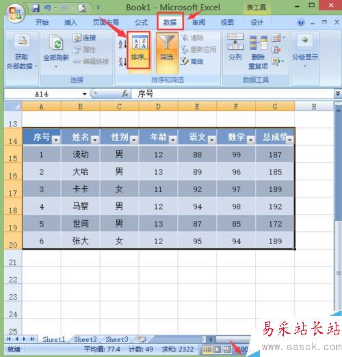 excel2007如何對編輯的內容進行排序和篩選?