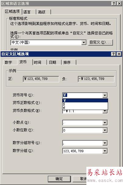 貨幣符號選擇